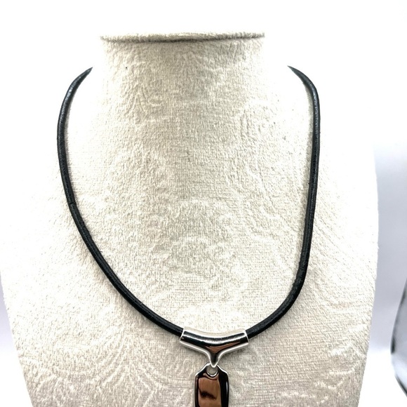 Lia Sofia black leather necklace silver pendant or Colorful Pendant Sliders - Picture 6 of 10